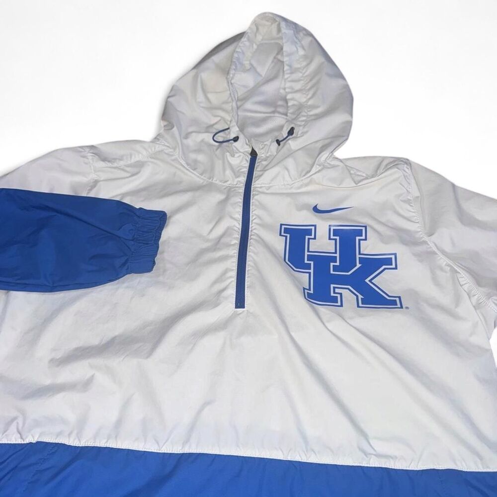 Nike Women's Kentucky Wildcats Half-Zip Anorak White & Blue Windbreaker Jacket L